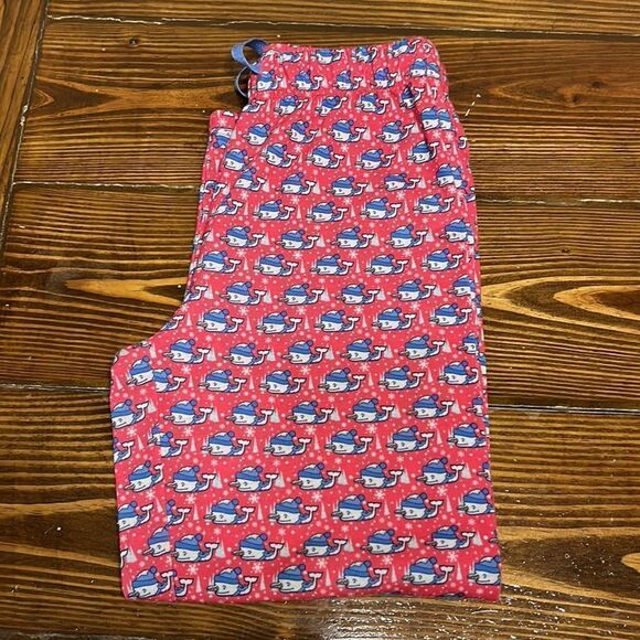 Vineyard Vines Girls Pink and Regatta Blue Snow Whale Sleeping Pants - Picture 6 of 7